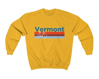 Vermont Sweatshirt Retro Bike, Unisex Adult Crewneck Vermont Sweatshirt