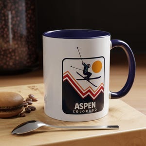 Aspen Colorado Retro Skiing Mug: Mountain Lodge Decor Coffee Cup