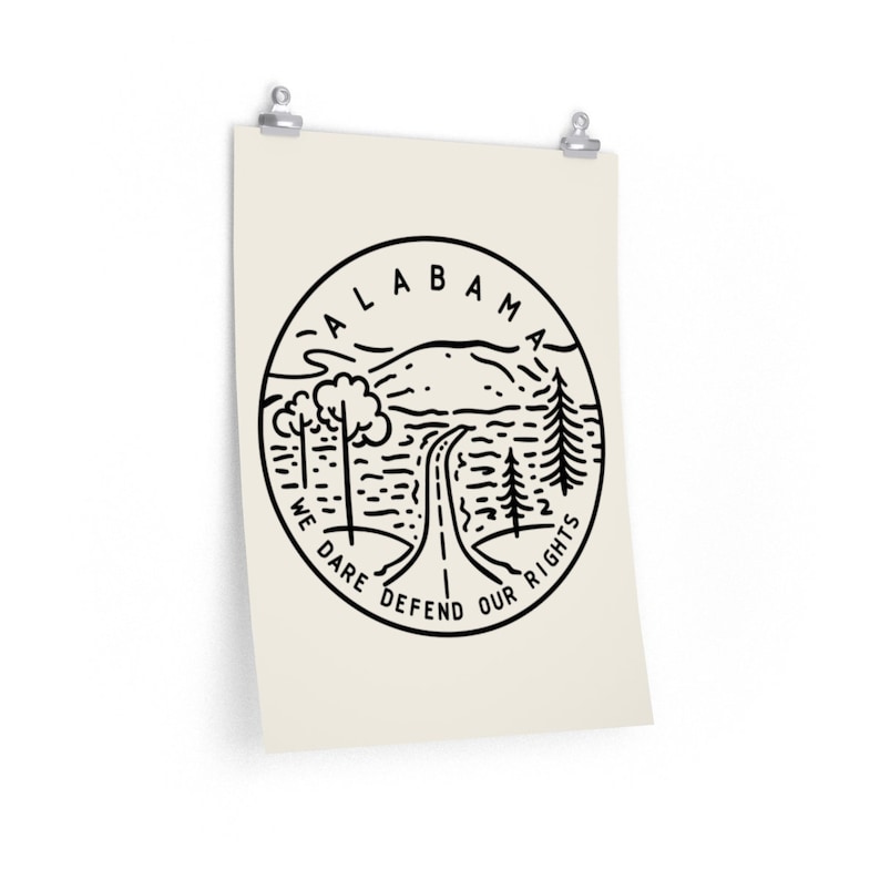 State Design Alabama Print Picture Hand Drawn Art Alabama Poster