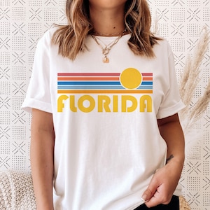 Florida T-Shirt Retro Sunset, Adult Unisex Florida T Shirt - Personalization Available