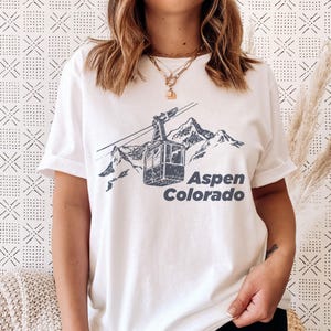 Aspen Graphic Tee, Retro Ski Lift Adult Unisex Aspen, Colorado T Shirt - Personalization Available
