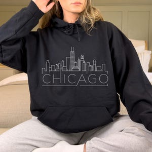 Chicago Hoodie, Adult Unisex Skyline Chicago, Illinois Sweatshirt - Personalization Available