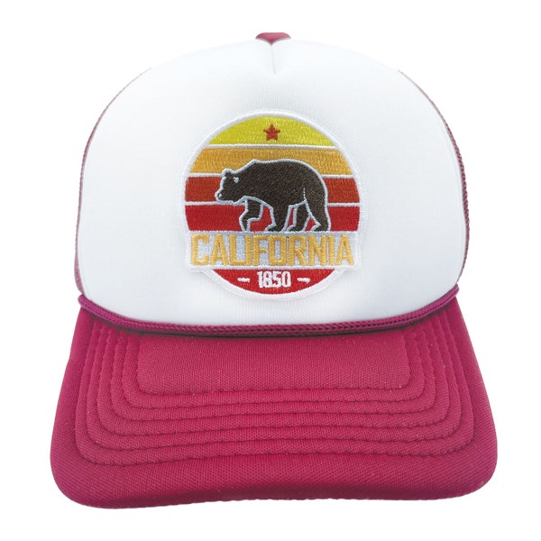 California Kid's Trucker Hat (Ages 2-11), Retro Bear Snapback California Toddler Hat  / Kid's Hat