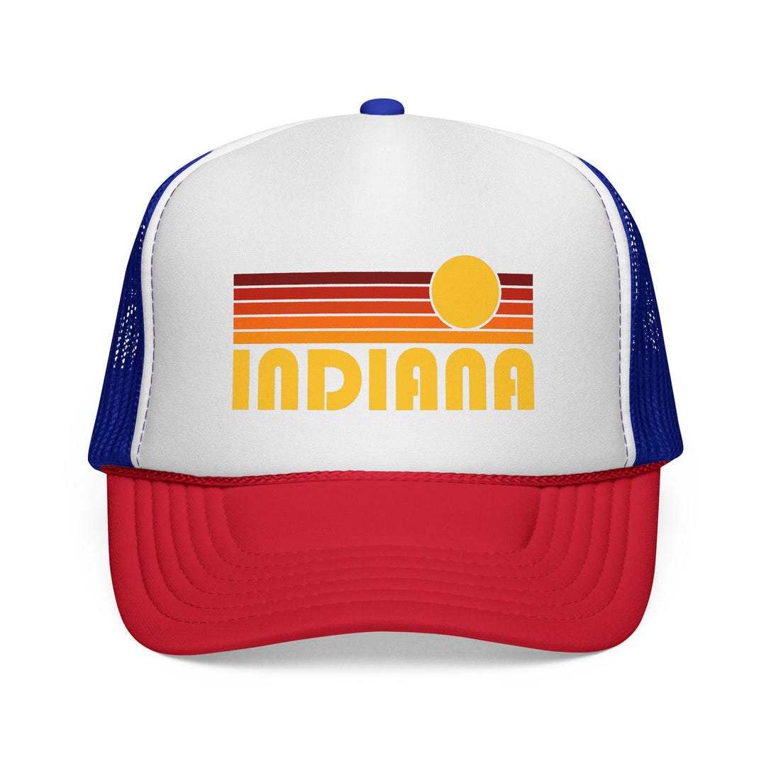 Indiana Trucker Hat, Retro Sun Foam Mesh Snapback, Indiana Gift ...