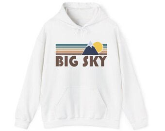 Big Sky, Montana Hoodie | Retro striped mountain nature design