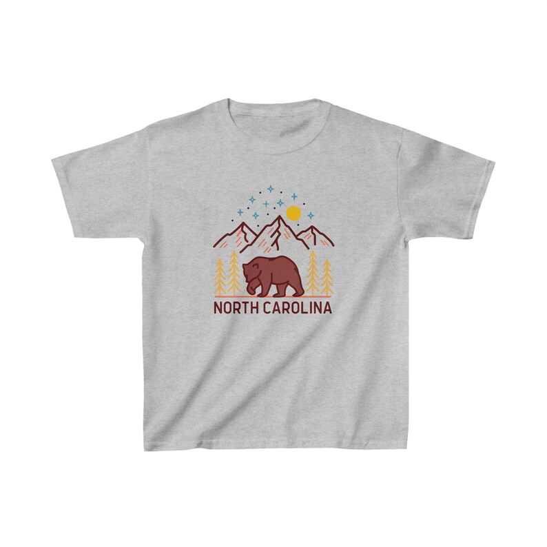 Retro Mountain North Carolina Youth T-Shirt - Bear Design image 4