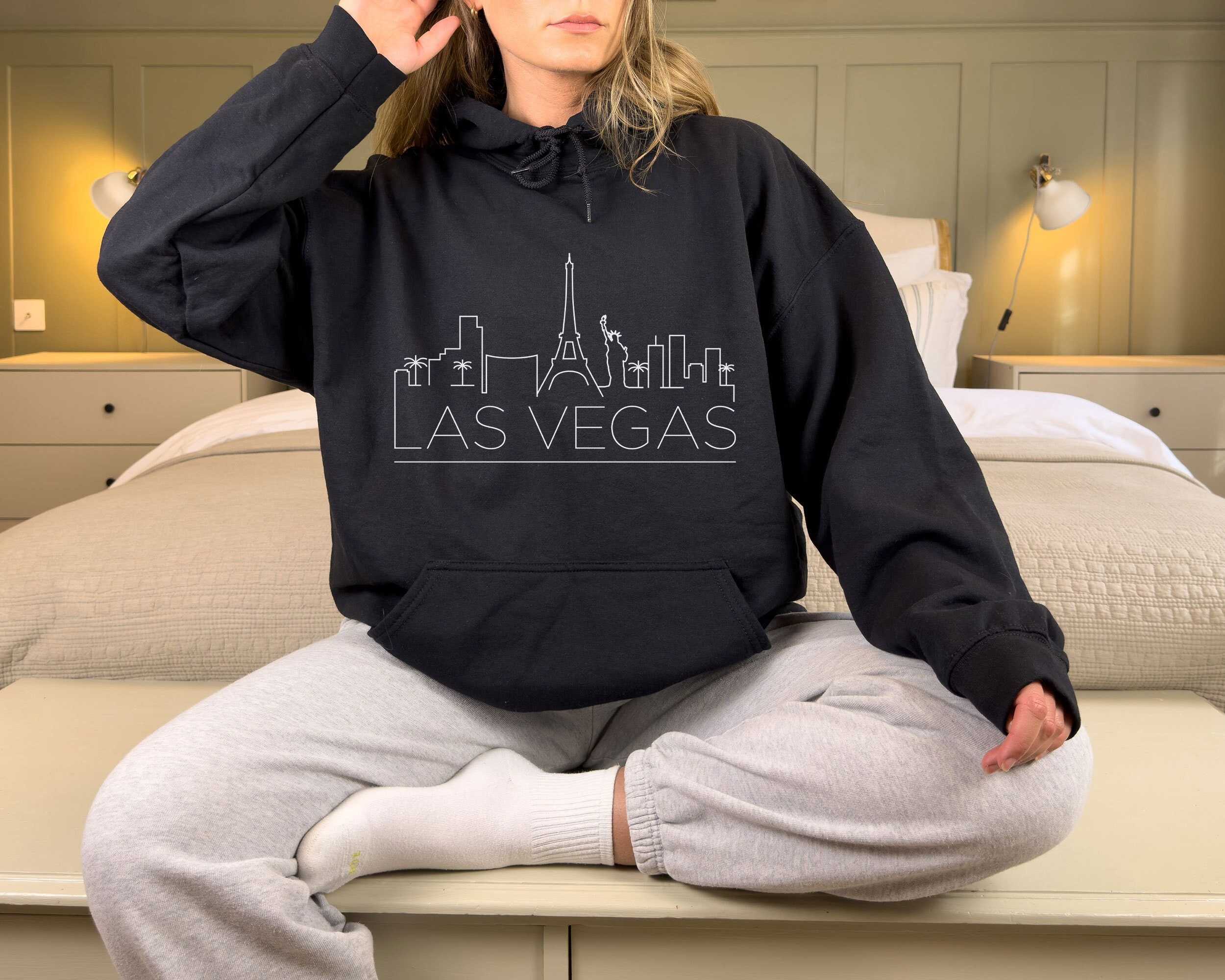 Las Vegas Hoodie Adult Unisex Skyline Las Vegas Nevada Sweatshirt Personalization Available Etsy UK