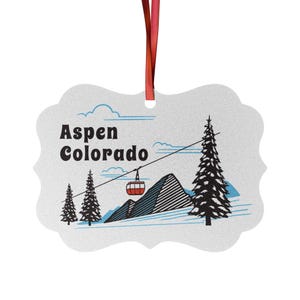 Aspen, Colorado Ornament Aluminium - Aspen, Colorado Berggondel Weihnachtsverzierung, Weihnachtsgeschenk, hängende Dekoration, Winterverzierung