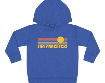 San Francisco, California Toddler Hoodie, Retro Sunrise Unisex San Francisco Toddler Sweatshirt