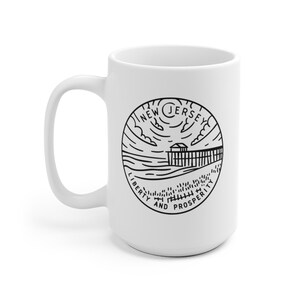 New Jersey Mug, State Design White Ceramic New Jersey Mug (11oz & 15oz) - Personalization Available