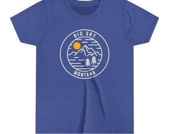 Big Sky Montana Youth T-Shirt: Retro Mountain Kid's Tee