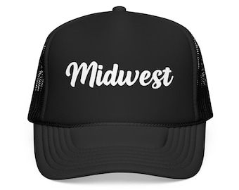 Midwest Trucker Hat, Vintage Script Foam Snapback, Midwest Gift, Retro Mesh Back Cap, Lake Day Hat