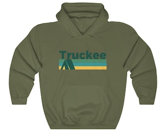 Truckee, California Hoodie, Retro Camping Adult Unisex Truckee Hoodie / Hooded Sweatshirt
