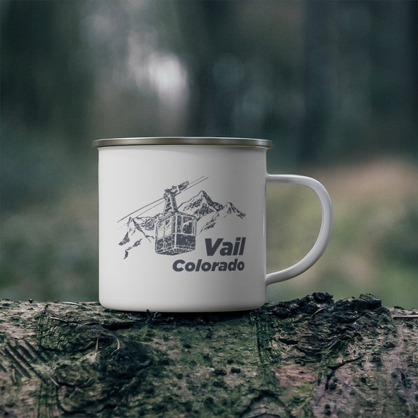 Vail, Colorado Camp Mug 12oz, Retro Enamel Camping Vail Mug