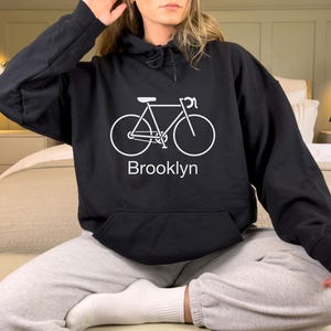 Brooklyn New York Hoodie, Retro Bicycle Adult Unisex Brooklyn Sweatshirt - Personalization Available