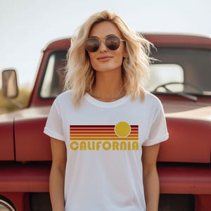 California T-Shirt, Retro Sunset Unisex California Shirt - Personalization Available