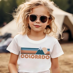 Colorado Youth Shirt, Retro Mountain Colorado Kid&#39;s T-Shirt - Personalization Available