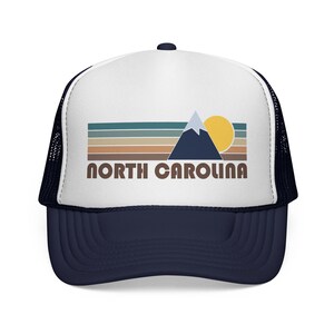North Carolina Retro Mountains Trucker Hat - Vintage Style North Carolina Cap image 1