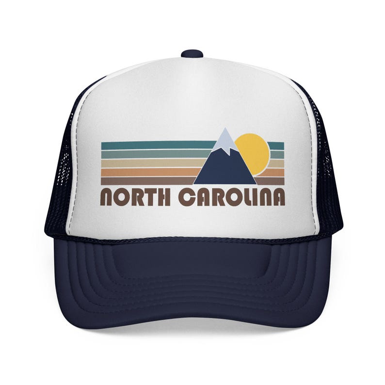North Carolina Retro Mountains Trucker Hat - Vintage Style North Carolina Cap image 1
