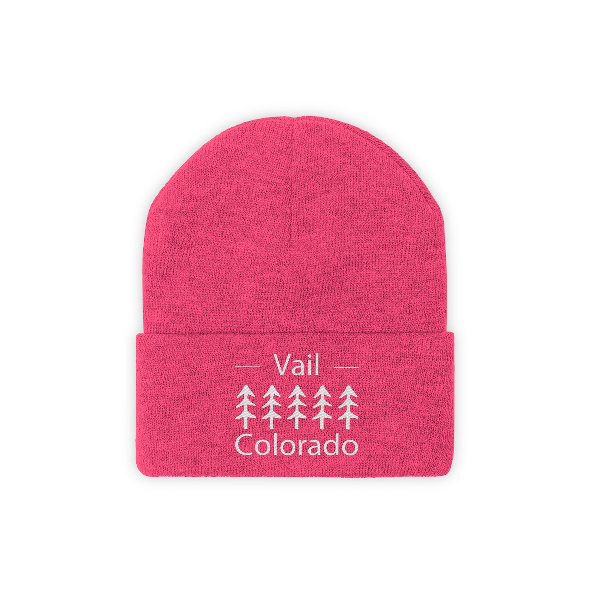 Vail Colorado Beanie Adult Embroidered Trees Vail Knit Hat Etsy