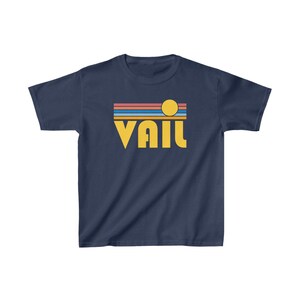 Vail, Colorado Youth Shirt, Retro Sunrise Vail Kid&#39;s T-Shirt - Personalization Available