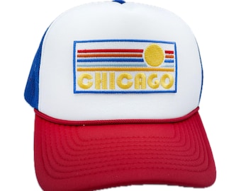 Chicago Illinois Trucker Hat: Retro Embroidered Snapback