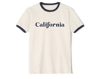 Maglietta California Graphic Ringer - Unisex in cotone stile vintage
