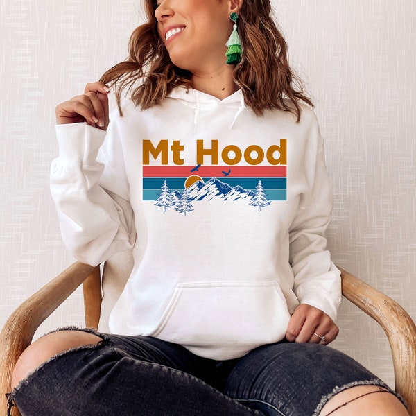 Mt Hood Hoodie, Retro Mountain Sun Unisex Mt Hood Hoodie Sweatshirt
