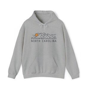 Retro North Carolina Hoodie: Unisex Mountain Sweatshirt Sport Grey