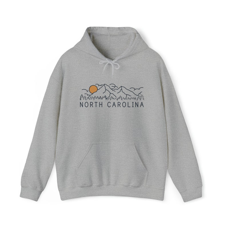 Retro North Carolina Hoodie: Unisex Mountain Sweatshirt Sport Grey