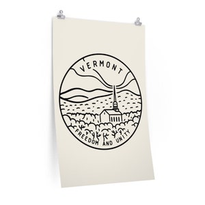 Vermont Poster - State Design  Vermont Print / Picture / Hand Drawn Art - Personalization Available
