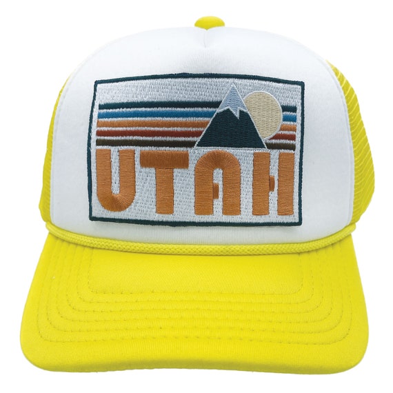 Kids Utah Trucker Hat: Embroidered Patch Mountain Snapback (ages 2