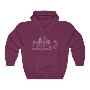Cleveland Hoodie, Adult Unisex Skyline Cleveland, Ohio Hoodie Sweatshirt - Personalization Available