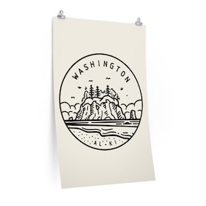 Washington Poster, State Design Washington Druck / Bild / Hand gezeichnete Kunst - Personalisierung verfügbar