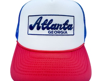Atlanta Georgia Trucker Hat: Retro Embroidered Snapback