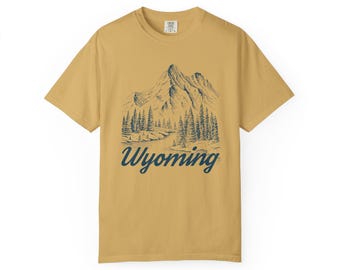 Wyoming Graphic Tee - Mountain Illustration Wyoming T Shirt