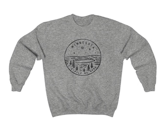 Distressed Minnesota Sweatshirt: Unisex Crewneck State Design