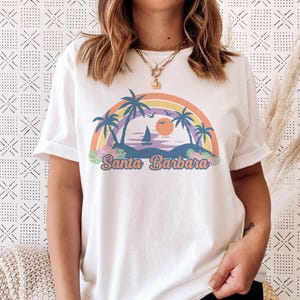 Santa Barbara, California T-Shirt - Retro Beach Unisex Santa Barbara Shirt - Personalization Available