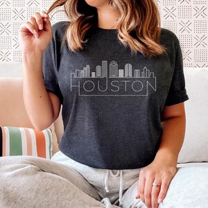 Houston, Texas T-Shirt, Erwachsene Unisex Skyline Houston T-Shirt - Personalisierung verfügbar