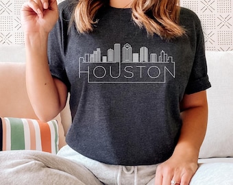 Houston, Texas T-shirt, volwassenen unisex skyline Houston T-shirt - Personalisatie mogelijk