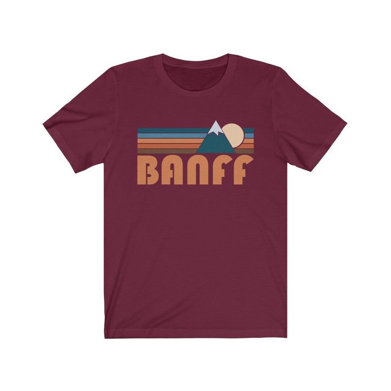 Banff — Canada Graphic Tee, Retro Mountain Unisex Banff T-Shirt - Personalization Available (photo 8 of 10)