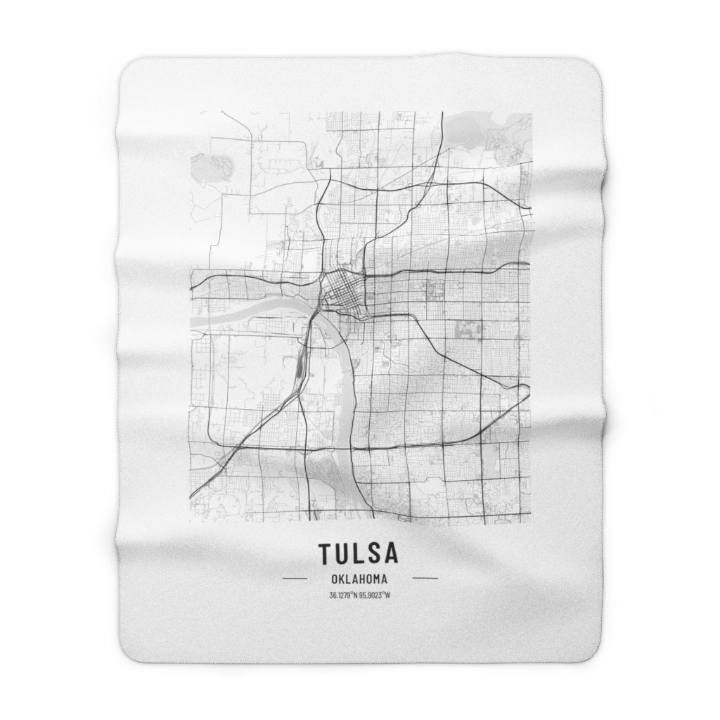 Tulsa Oklahoma Blanket Sherpa City Map Tulsa Fleece Blanket Etsy
