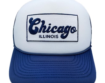 Chicago Illinois Trucker Hat: Retro Embroidered Snapback