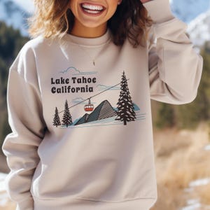 Lake Tahoe, California Sweatshirt - Unisex Retro Ski Mountain Gondola Lake Tahoe Sweatshirt - Personalization Available