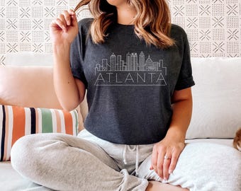 ジョージア州アトランタのグラフィックTシャツ、大人用ユニセックススカイラインアトランタTシャツ - パーソナライズ可能