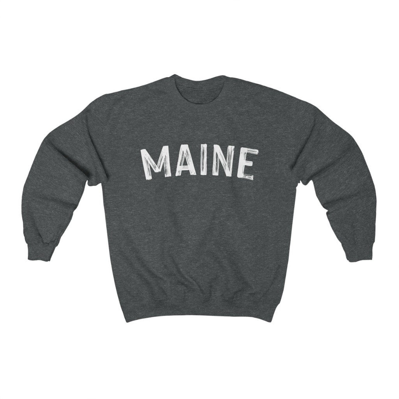 Maine Sweatshirt Paint Text Maine Crewneck Sweatshirt Etsy