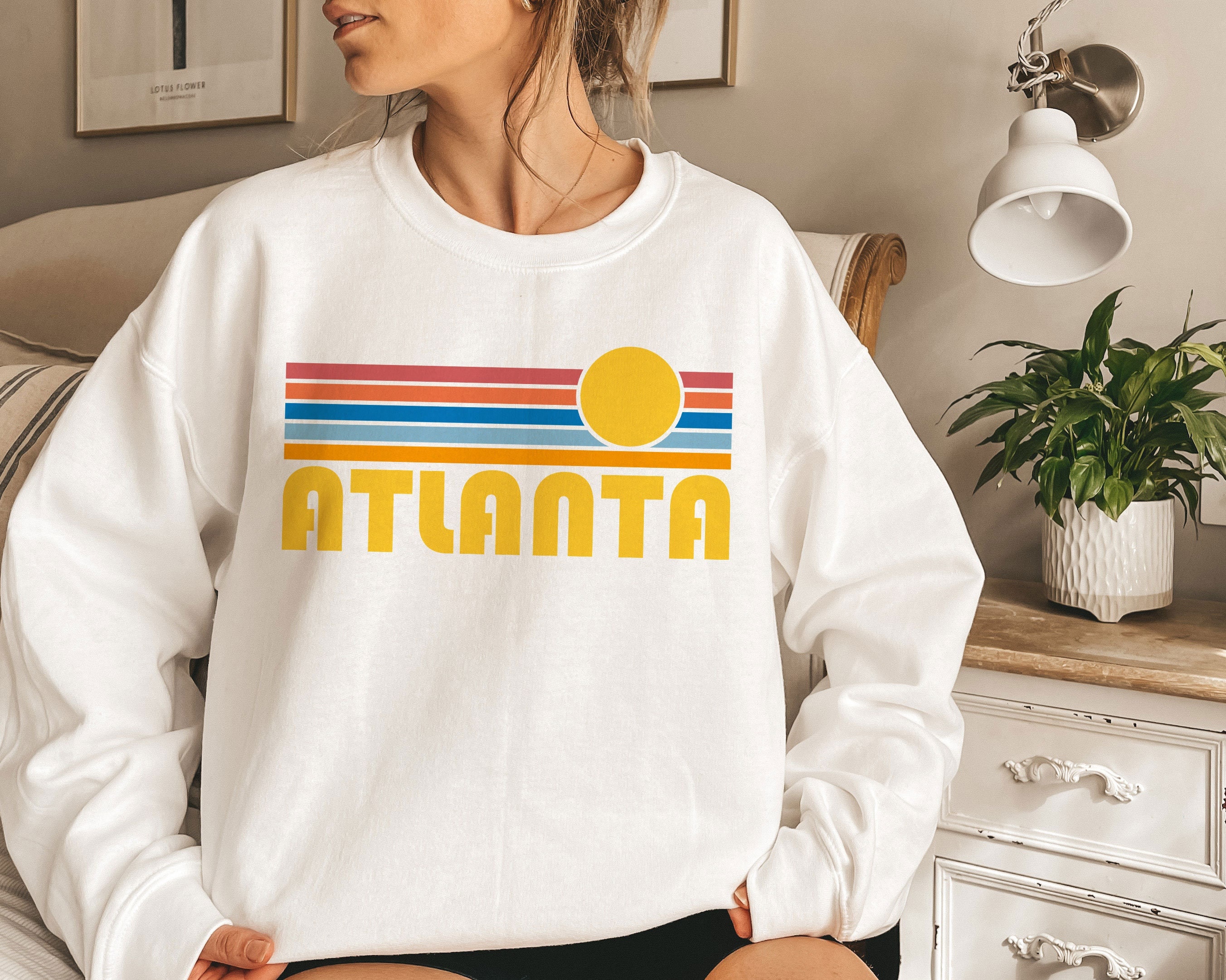 Atlanta, Georgia Sweatshirt, Retro Sunset Unisex Atlanta Sweatshirt - Personalization Available