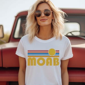 Moab, Utah T-Shirt Retro Sunset, Adult Unisex Moab T Shirt - Personalization Available