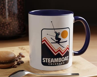 Steamboat Colorado Retro Skiing Mug: Mountain Lodge Decor