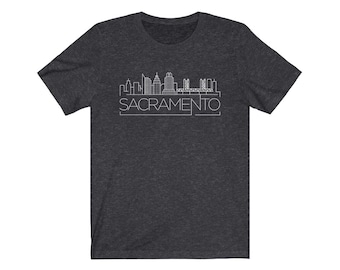 Sacramento, California T-Shirt, Adult Unisex Skyline Sacramento T Shirt - Personalization Available